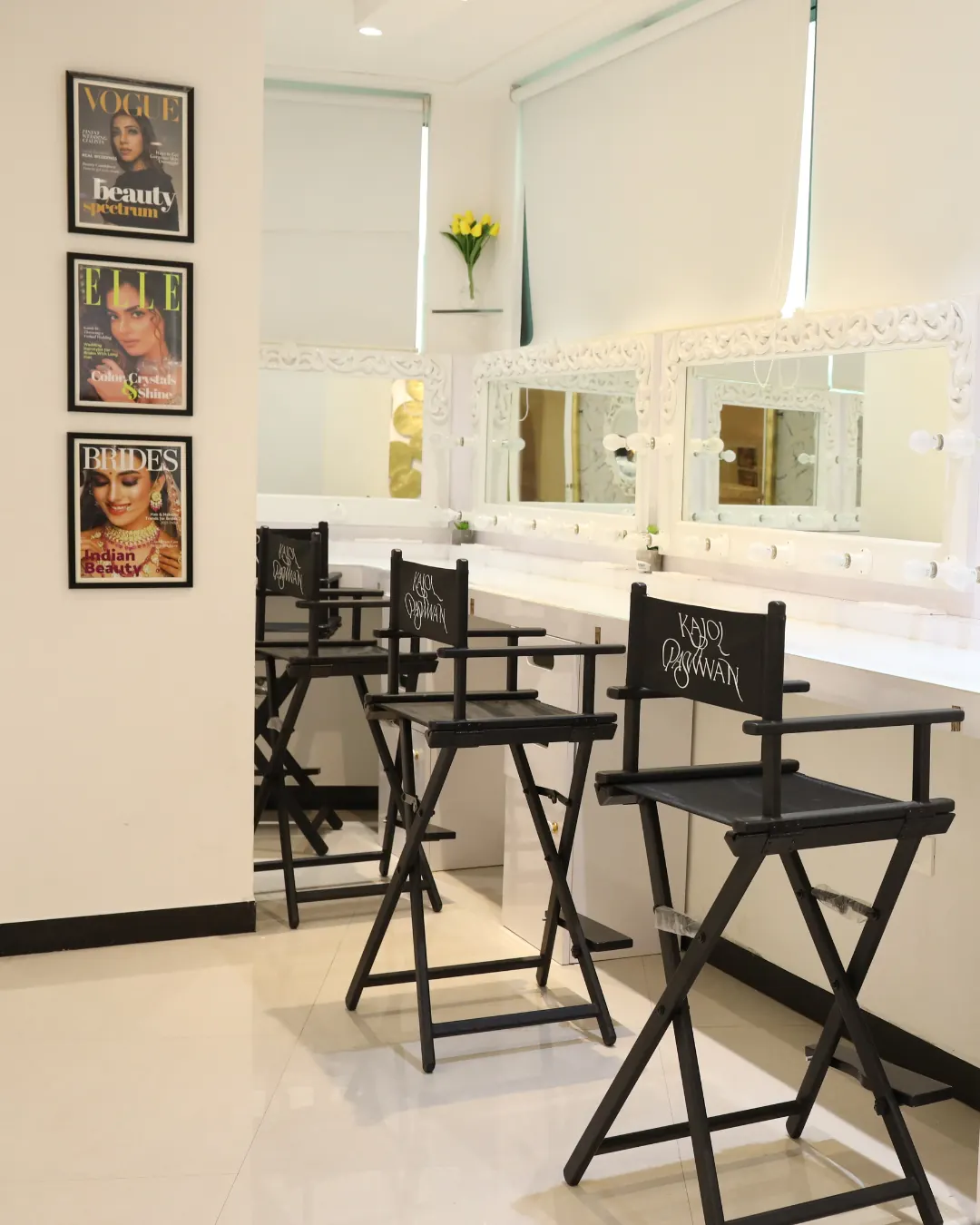 Professional makeup stations at Kajol R Paswwan Academy